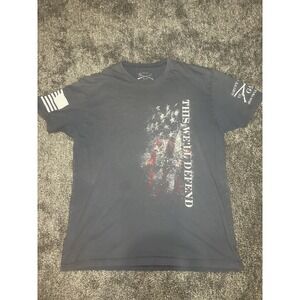 Grunt Style This We'll Defend T Shirt Mens L USA Flag Rifle Military Patriotic
